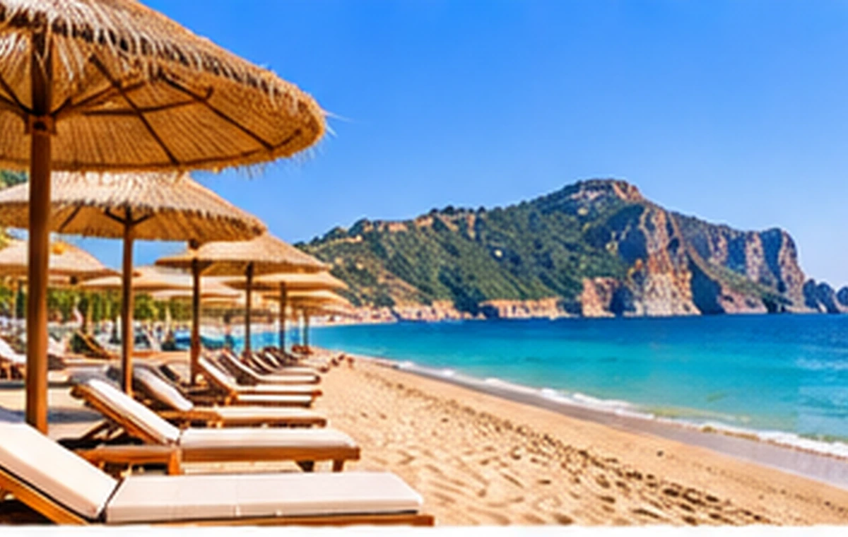 Alanya sahilinde turkuaz deniz ve plaj